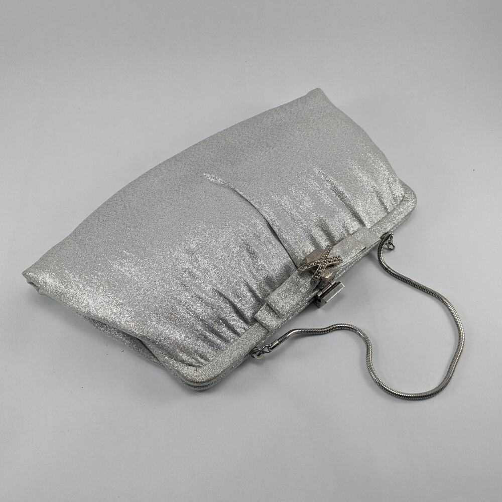 ANDE Vintage 60s Silver Purse with Bowtie Closure
